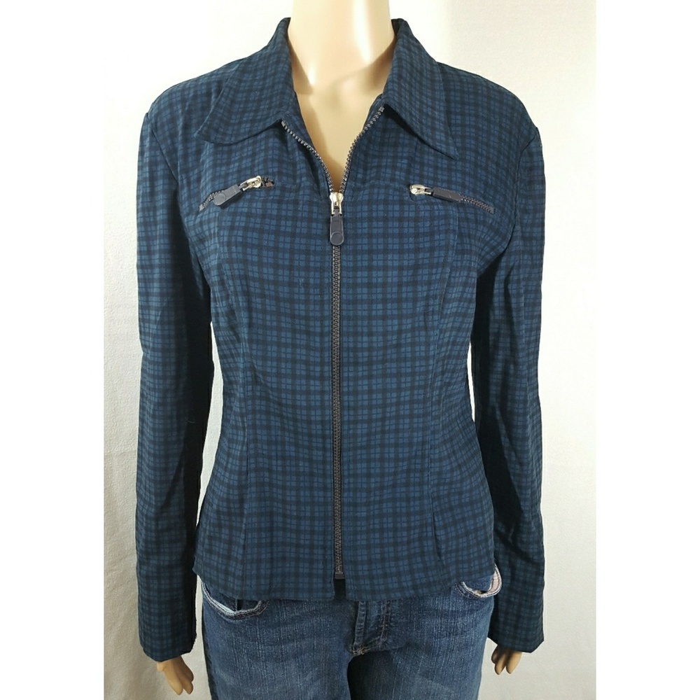 Fashion bug blue and black plaid career jacket